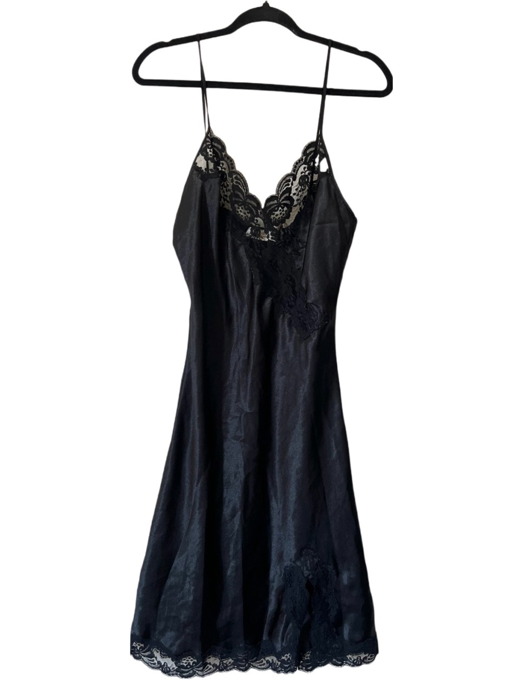 Vintage Y2K Victoria Secret Black Slip Mini Dress Size Small